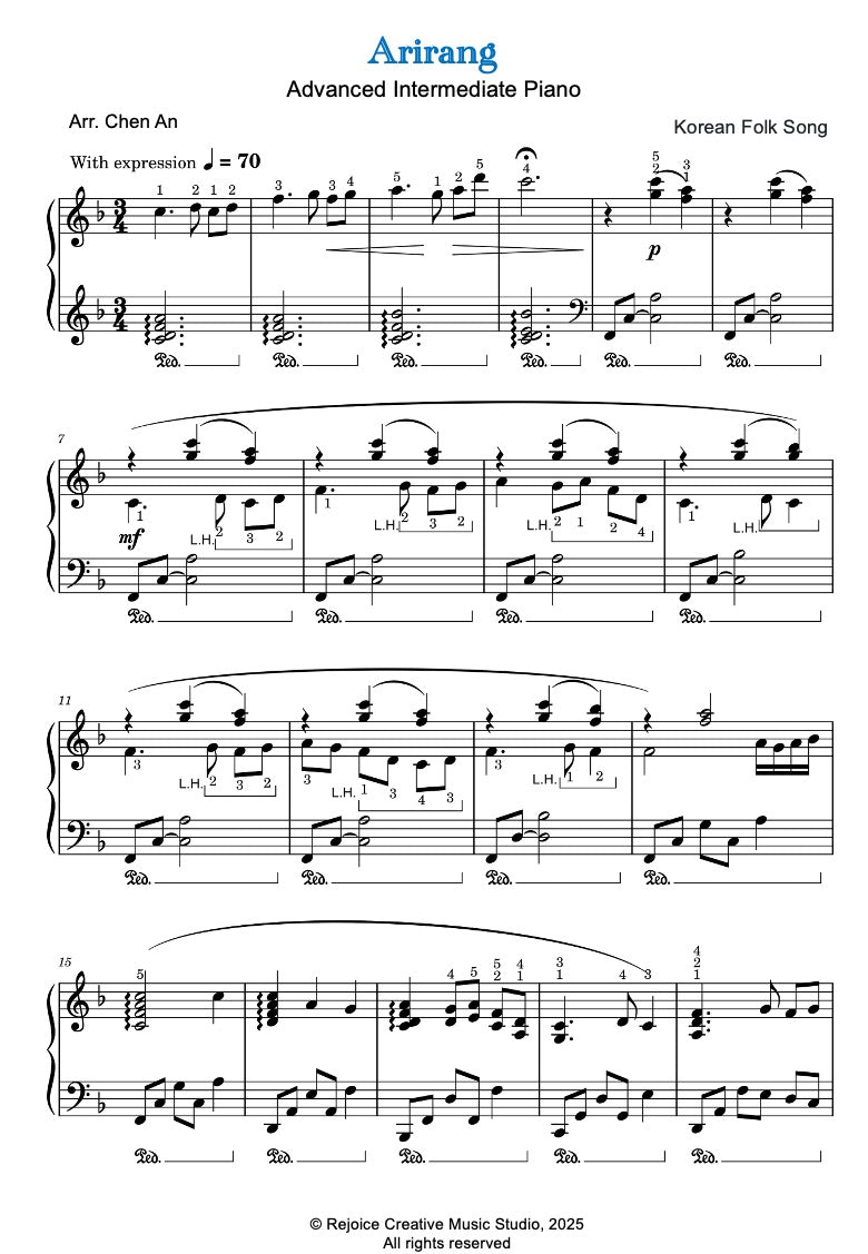 Arirang (Advanced Intermediate Piano)