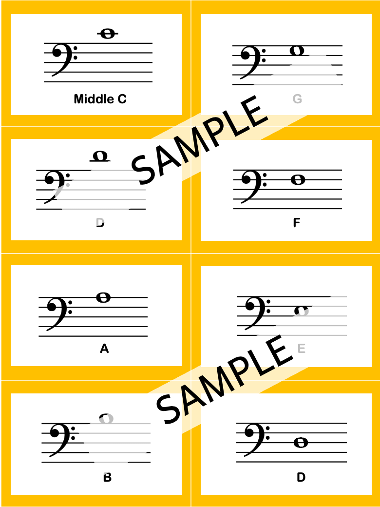 Flash Cards:  Treble Clef and Bass clef Notes