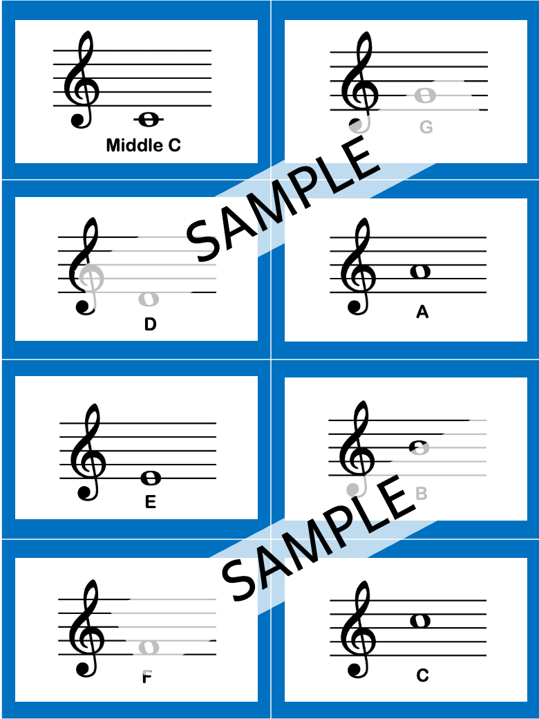 Flash Cards:  Treble Clef and Bass clef Notes