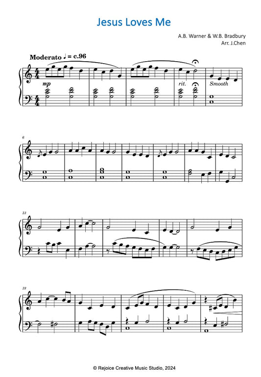 Jesus Loves Me (Intermediate Piano)
